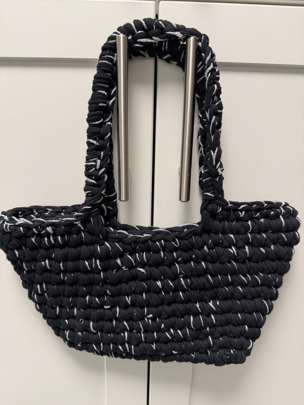 Black Woven Small Tote Bag - Unbranded